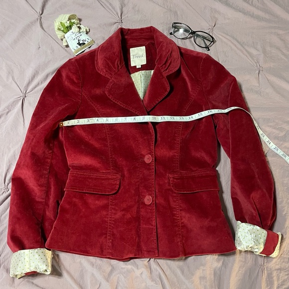 Reserved for Trade Fossil Women's Burgundy Velvet Suede Beautiful Blazer - Picture 4 of 10